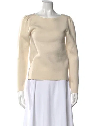Pre-owned Rebecca Taylor Virgin Wool Scoop Neck Sweater W/ Tags In Neutral