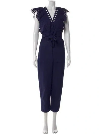 Pre-owned Rebecca Taylor V-neck Jumpsuit In Blue