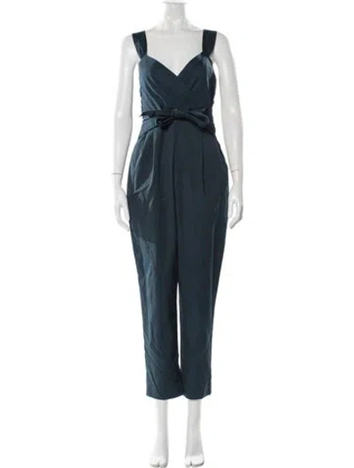 Pre-owned Rebecca Taylor V-neck Jumpsuit In Blue