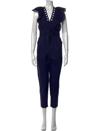 Pre-owned Rebecca Taylor V-neck Jumpsuit In Blue