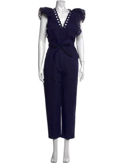 Pre-owned Rebecca Taylor V-neck Jumpsuit In Blue