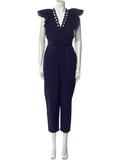 Pre-owned Rebecca Taylor V-neck Jumpsuit W/ Tags In Blue