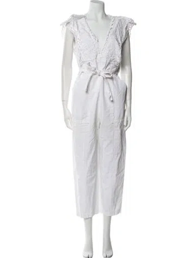 Pre-owned Rebecca Taylor V-neck Jumpsuit In White