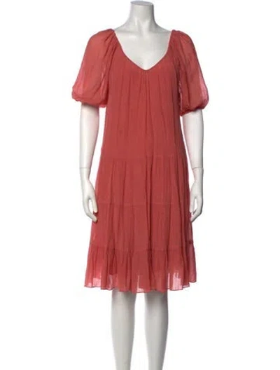 Pre-owned Rebecca Taylor V-neck Knee-length Dress In Pink