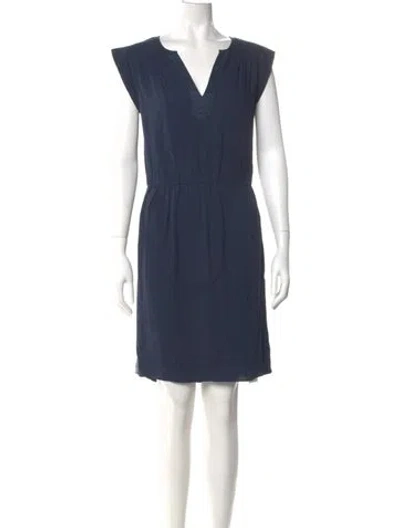 Pre-owned Rebecca Taylor V-neck Knee-length Dress W/ Tags In Blue