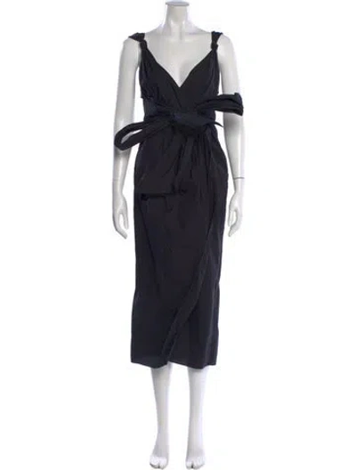 Pre-owned Rebecca Taylor V-neck Long Dress In Black