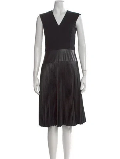 Pre-owned Rebecca Taylor V-neck Midi Length Dress In Black