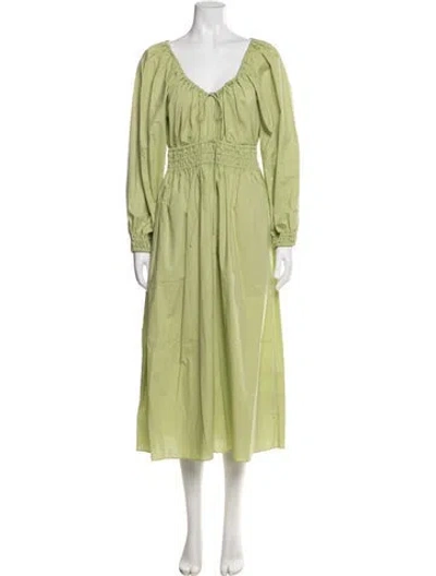 Pre-owned Rebecca Taylor V-neck Midi Length Dress In Green