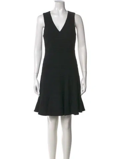 Pre-owned Rebecca Taylor V-neck Mini Dress In Black