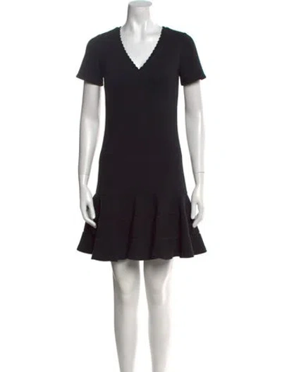 Pre-owned Rebecca Taylor V-neck Mini Dress In Black