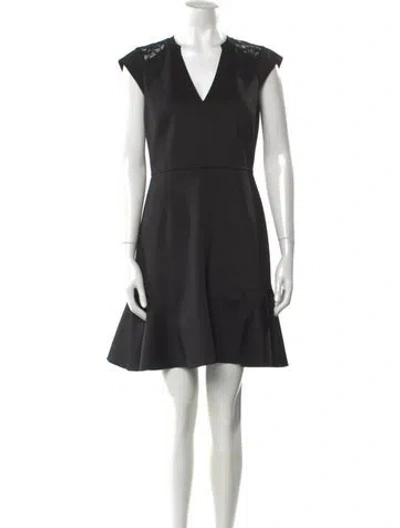 Pre-owned Rebecca Taylor V-neck Mini Dress In Black
