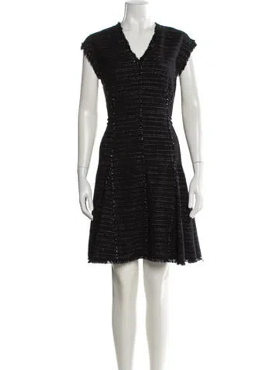 Pre-owned Rebecca Taylor V-neck Mini Dress In Black