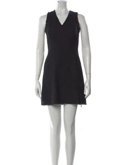 Pre-owned Rebecca Taylor V-neck Mini Dress In Black