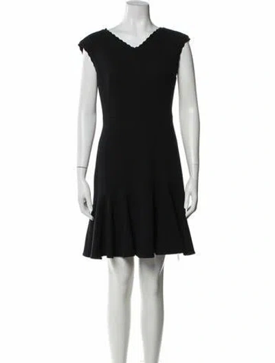Pre-owned Rebecca Taylor V-neck Mini Dress In Black