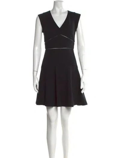 Pre-owned Rebecca Taylor V-neck Mini Dress In Black