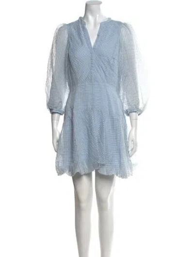 Pre-owned Rebecca Taylor V-neck Mini Dress In Blue