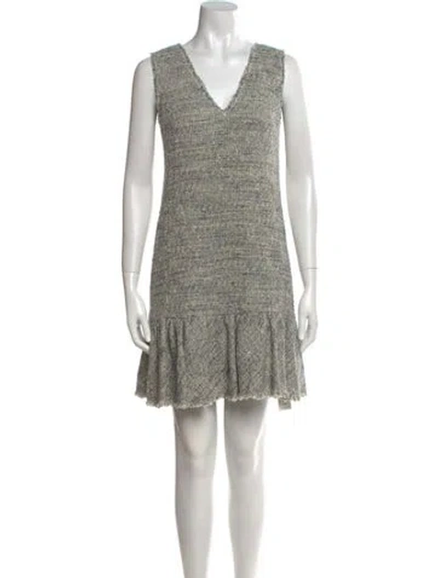 Pre-owned Rebecca Taylor V-neck Mini Dress In Blue