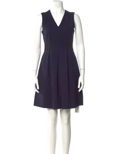 Pre-owned Rebecca Taylor V-neck Mini Dress In Blue