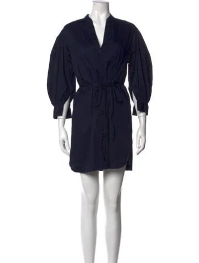 Pre-owned Rebecca Taylor V-neck Mini Dress In Blue