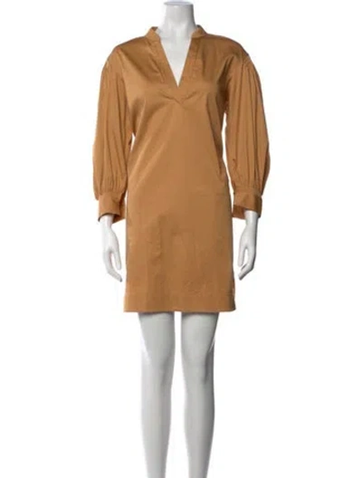 Pre-owned Rebecca Taylor V-neck Mini Dress In Brown