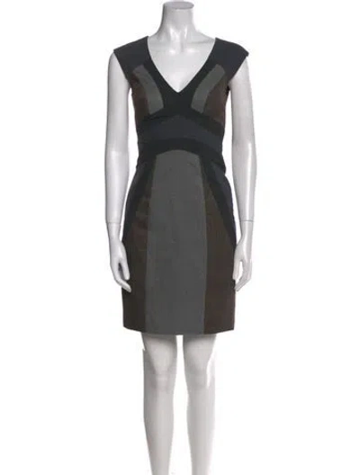 Pre-owned Rebecca Taylor V-neck Mini Dress In Gray