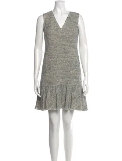 Pre-owned Rebecca Taylor V-neck Mini Dress In Gray