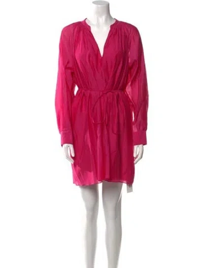 Pre-owned Rebecca Taylor V-neck Mini Dress In Pink