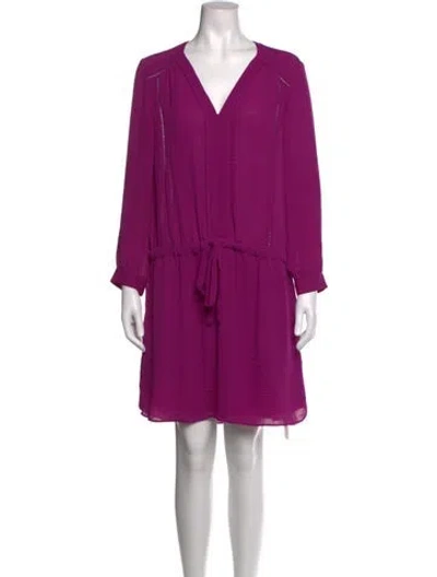 Pre-owned Rebecca Taylor V-neck Mini Dress In Purple