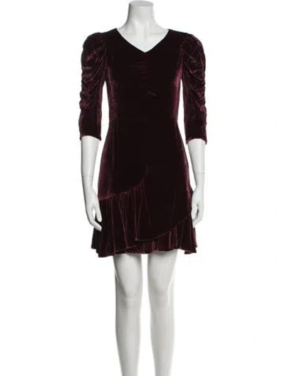 Pre-owned Rebecca Taylor V-neck Mini Dress In Red