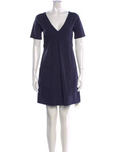 Pre-owned Rebecca Taylor V-neck Mini Dress W/ Tags In Blue