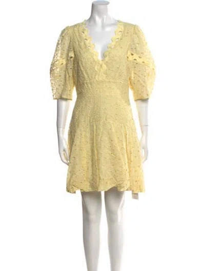 Pre-owned Rebecca Taylor V-neck Mini Dress W/ Tags In Yellow