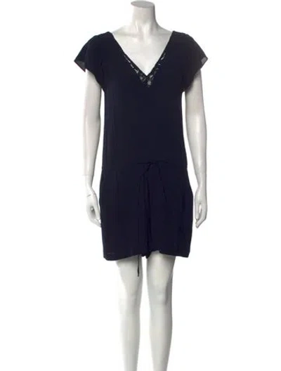 Pre-owned Rebecca Taylor V-neck Romper In Blue