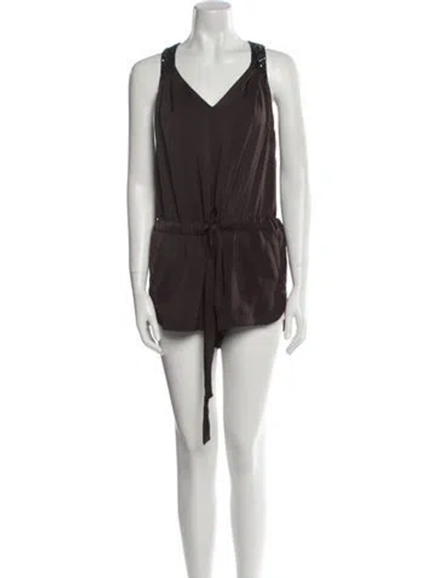 Pre-owned Rebecca Taylor V-neck Romper In Brown