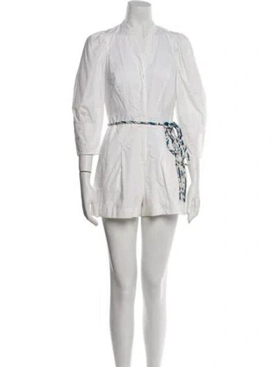 Pre-owned Rebecca Taylor V-neck Romper In Neutral