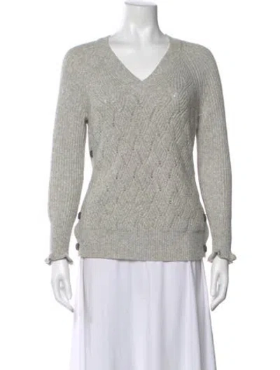 Pre-owned Rebecca Taylor V-neck Sweater In Gray