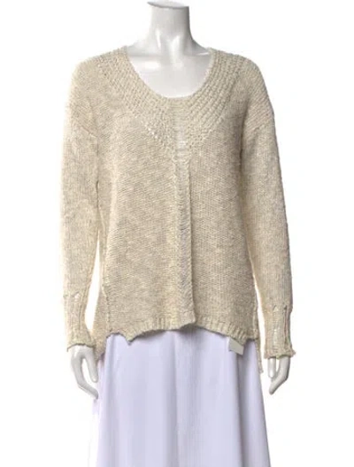 Pre-owned Rebecca Taylor V-neck Sweater In Metallic/white