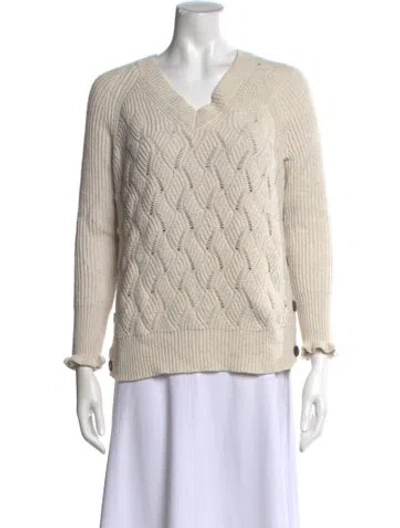 Pre-owned Rebecca Taylor V-neck Sweater In Neutral