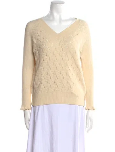 Pre-owned Rebecca Taylor V-neck Sweater W/ Tags In Neutral