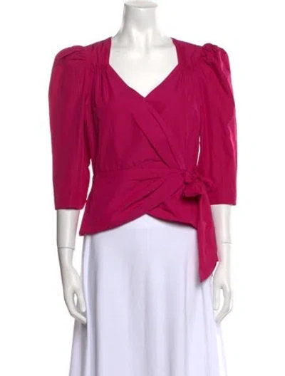 Pre-owned Rebecca Taylor V-neck Three-quarter Sleeve Blouse In Purple