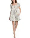 Rebecca Taylor Whisper Rose Tulip Mini Dress In Silver