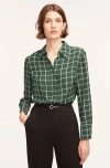 REBECCA TAYLOR REBECCA TAYLOR WINDOWPANE SILK PLEATED BLOUSE