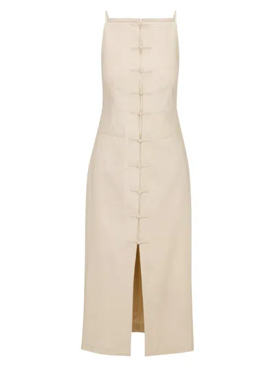 Rebecca Taylor Beatrice Stretch Linen Dress In Sand