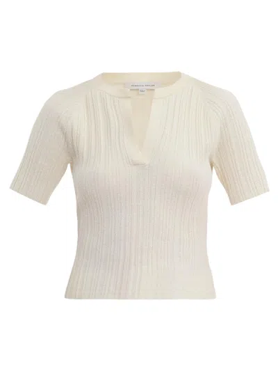 Rebecca Taylor Women's Bouclé Knit Cotton Blend Sweater In White