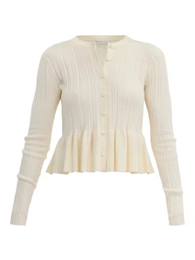 Rebecca Taylor Boucle Knit Cardigan In White