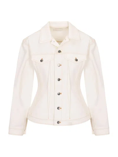 Rebecca Taylor Cora Denim Jacket In Eggshell Wash