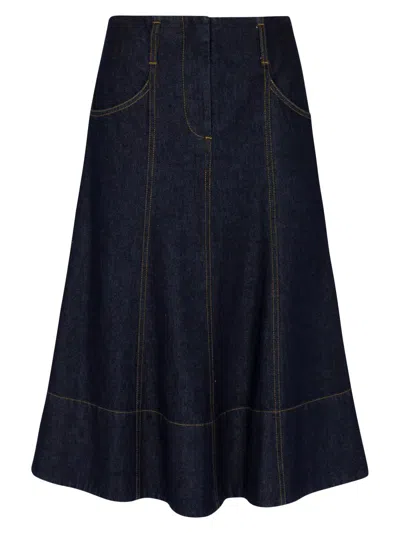 Rebecca Taylor Gabrielle Denim Skirt In Deep Sea Wash In Black