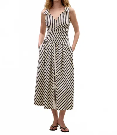 Rebecca Taylor Women's Isla Stripe Poplin Dress In Cream Stripe In Black