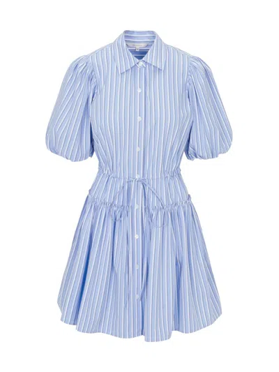 Rebecca Taylor Priya Poplin Shirt Dress In Blue Stripe Combo