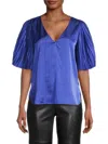 REBECCA TAYLOR WOMEN'S SATIN PLEATED-SLEEVE BLOUSE