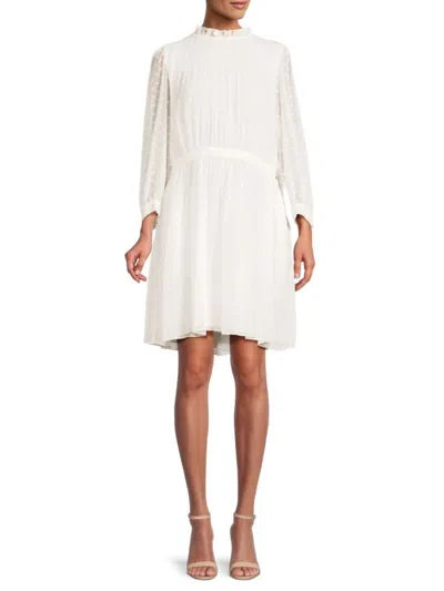 Rebecca Taylor Women's Swiss Dot Mini A Line Dress In White